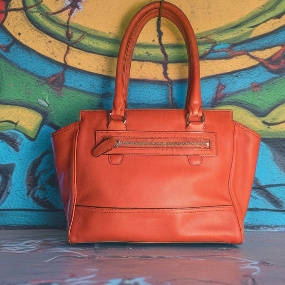 Coach Legacy Red Orange Leather Tote Bag With Tassels. Hand Bag - Picture 7 of 8